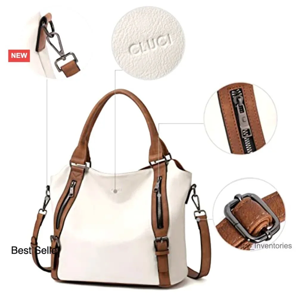 Large Vegan Leather Hobo Bag with Multiple Pockets and Adjustable Strap